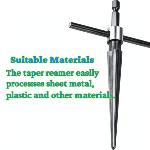 T Handle Tapered Reamer Set, 1/8"-1/2" 3/16"-5/8"Tapered 6 Fluted Chamfer Reaming Woodworker Tool for Steel Wood Alloy-4