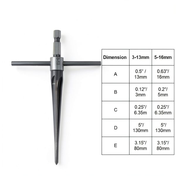 T Handle Tapered Reamer Set LifCratms HSS Hex Shank 3‑13mm/5‑16mm-2