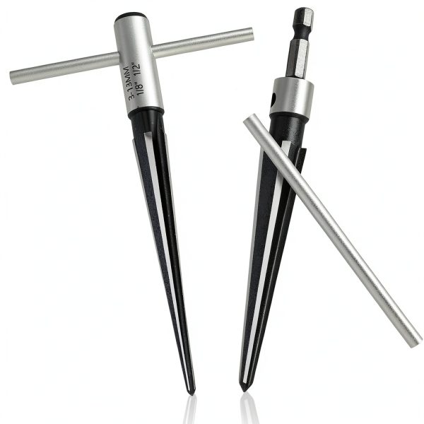 T Handle Tapered Reamer Set, 1/8"-1/2" 3/16"-5/8"Tapered 6 Fluted Chamfer Reaming Woodworker Tool for Steel Wood Alloy-0